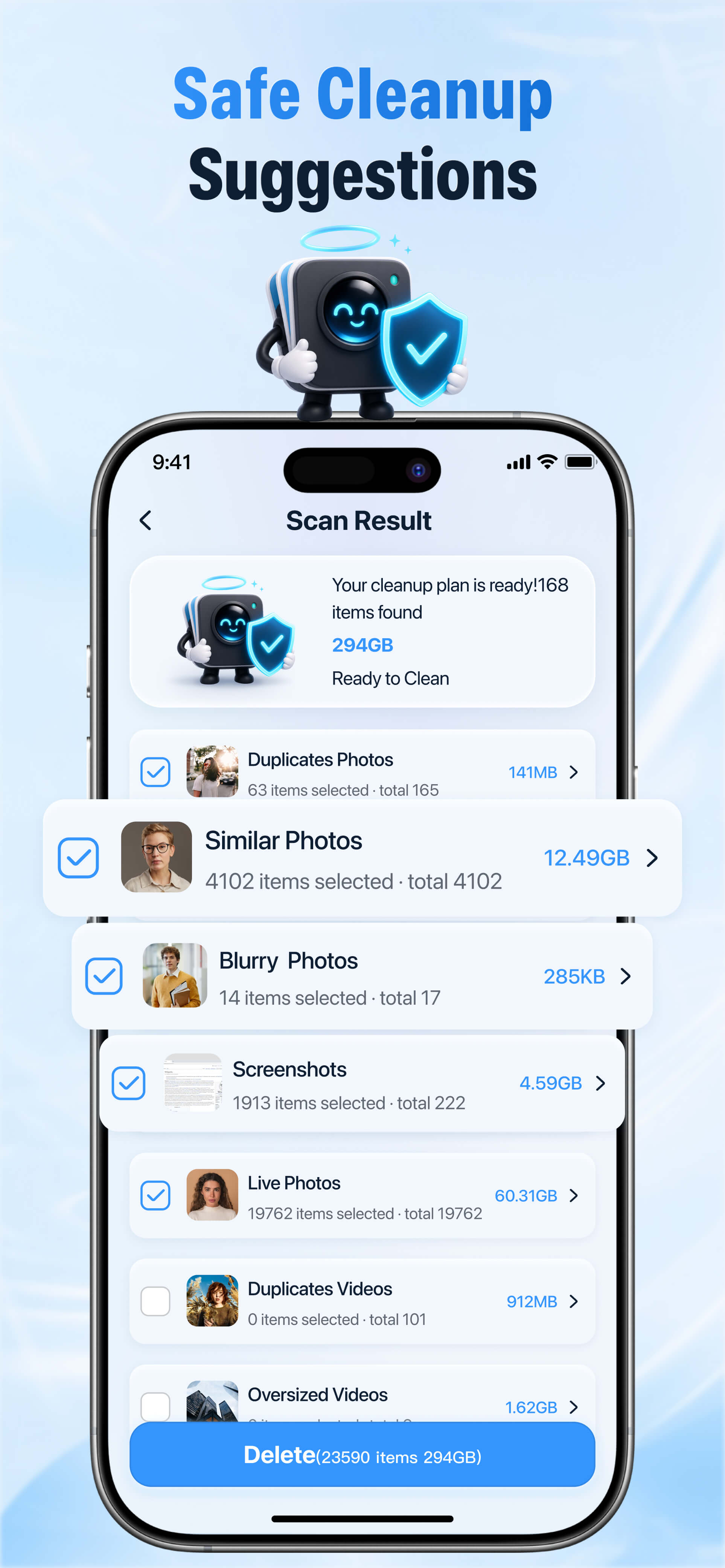 Cleanup scan suggestions preview